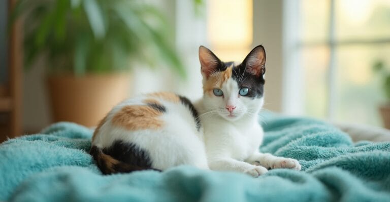 Japanese Bobtail cat in a natural portrait setting