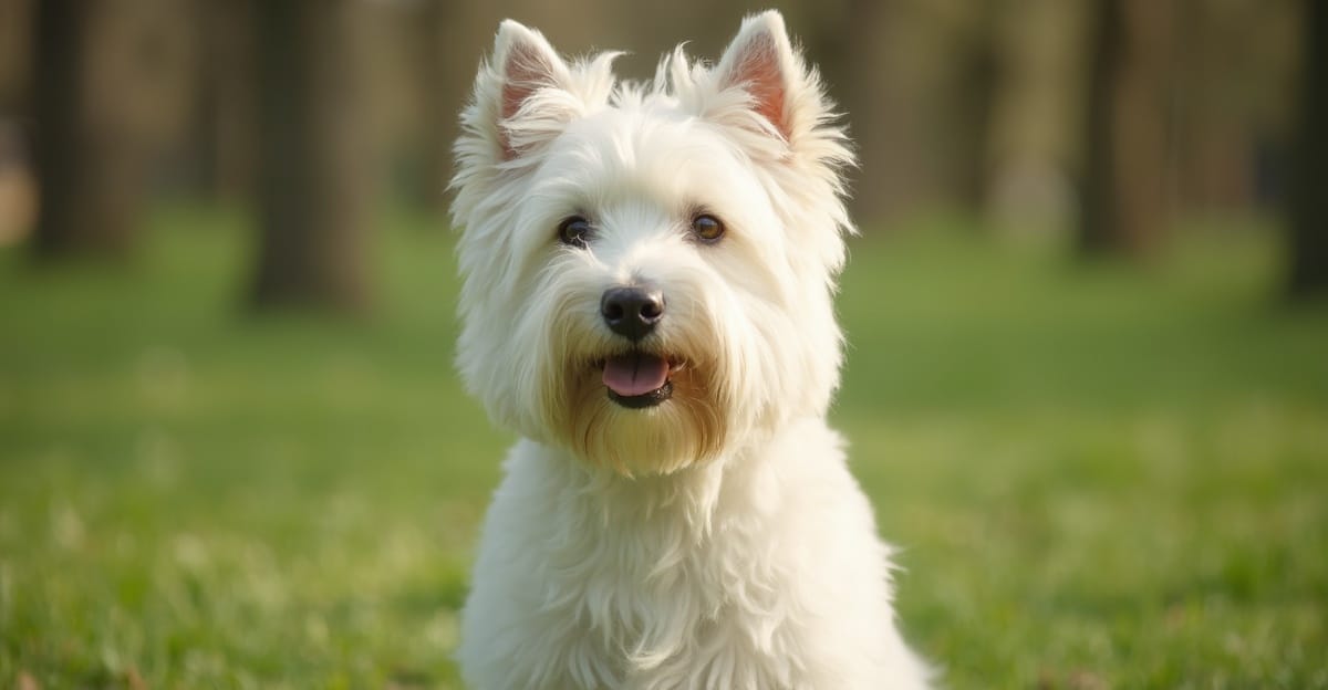 West Highland White Terrier in a natural portrait setting