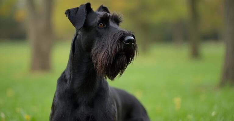 Giant Schnauzer in a natural portrait setting
