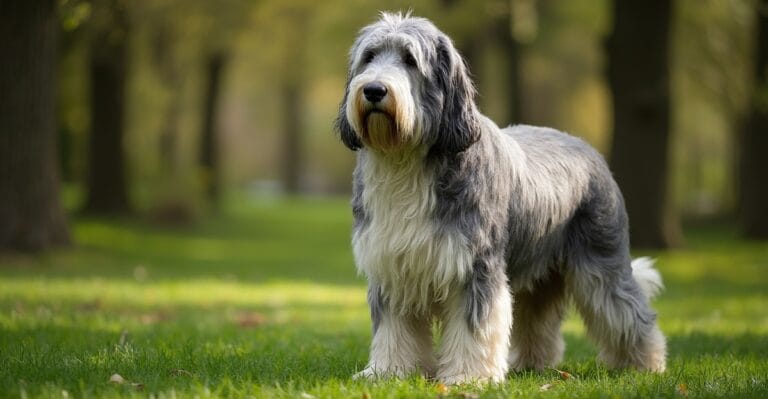 Old English Sheepdog in a natural park setting