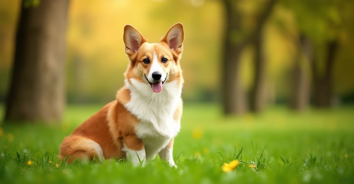 A Pembroke Welsh Corgi in a natural portrait setting, showcasing its playful nature.
